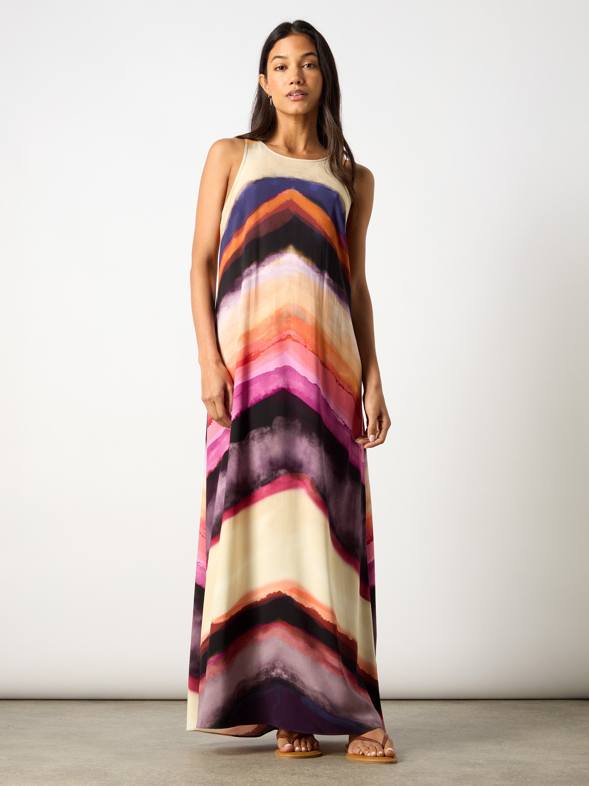Multi Chevron Stripe Print Dress