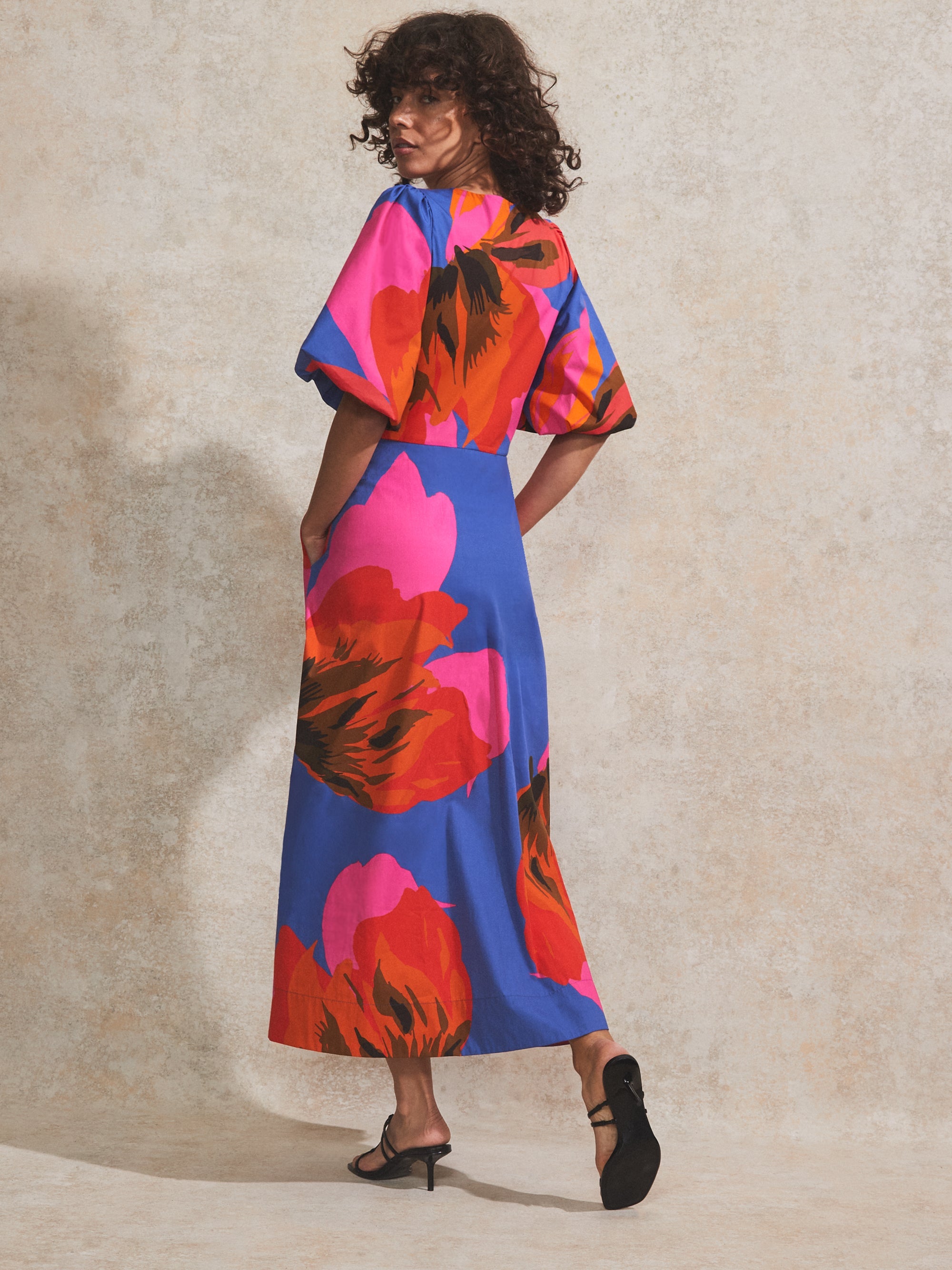 Mina Blue And Pink Floral Cotton-Poplin Dress